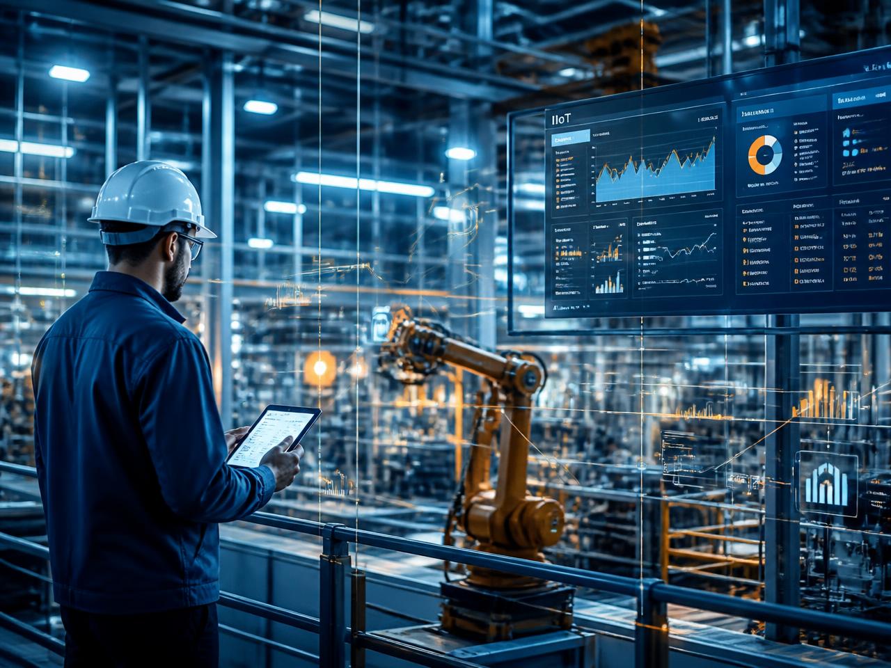 Connected factory with sensors, cloud connectivity and production dashboards